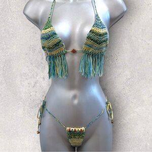 Handmade Crochet Fringe Bikini Set